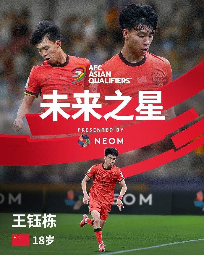 亞洲杯官方社媒發(fā)布王鈺棟個(gè)人海報(bào)：青年軍的旗幟，飄揚(yáng)在前哨